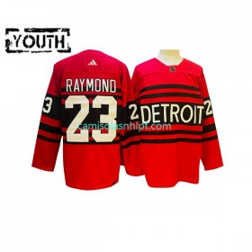 Camiseta Detroit Red Wings Lucas Raymond 23 Adidas 2022-2023 Reverse Retro Vermelho Authentic - Criança